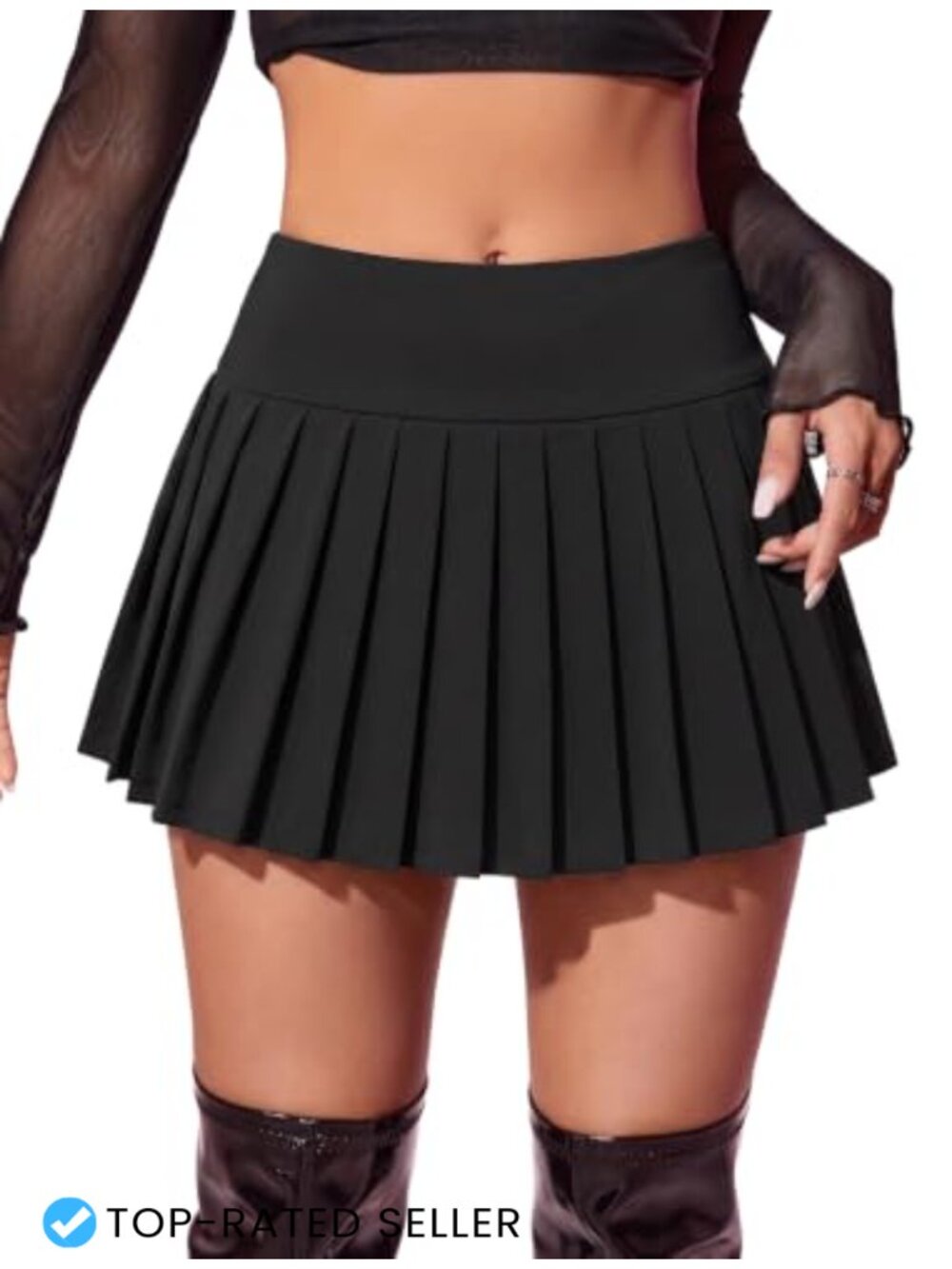Pleated Mini Skirt Stretchy Polyester Spandex Schoolgirl Cosplay Clubwear